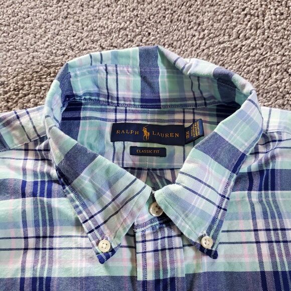 Ralph Lauren Shirt Mens Extra Large Blue Button Up Flannel Flesh Pony - Picture 4 of 11